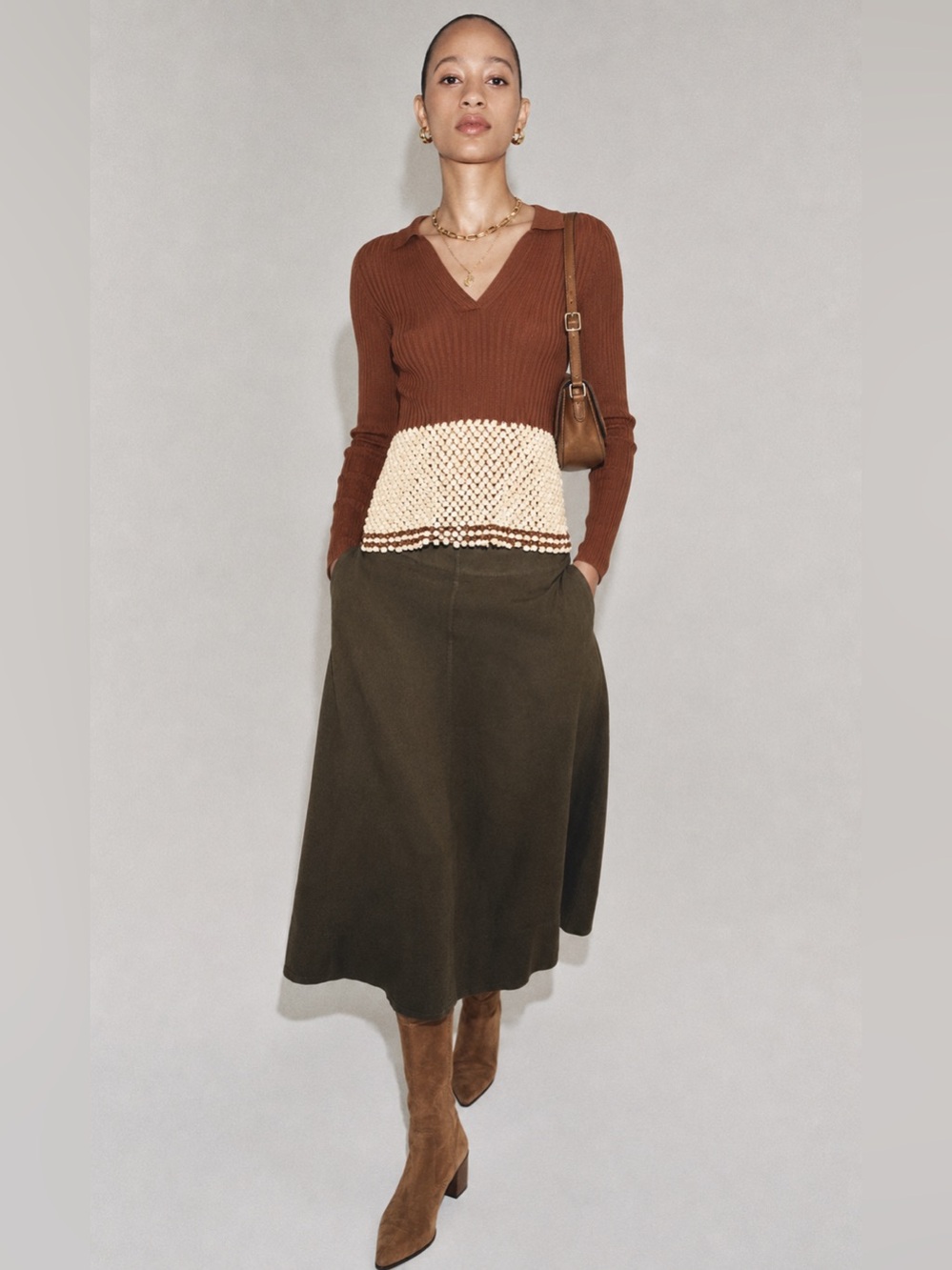 ZARA ZW Collection Linen Blend MIDI Skirt NWT ❗️